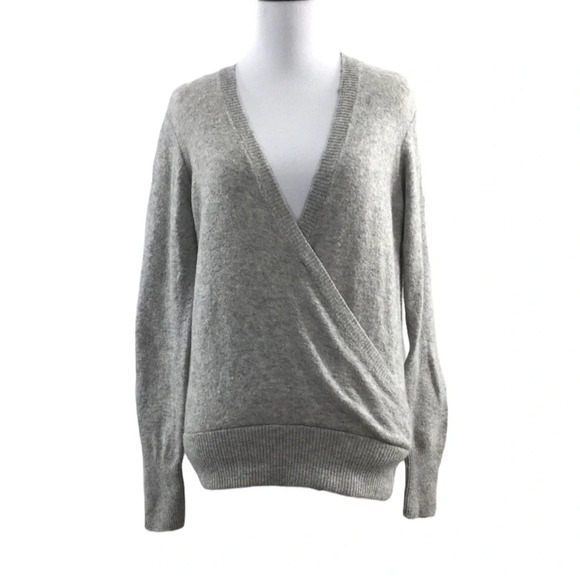 Madewell Gray Knit‎ Wrap Front Sweater Womens XS  PulloverIn Coziest Yarn - Picture 1 of 11